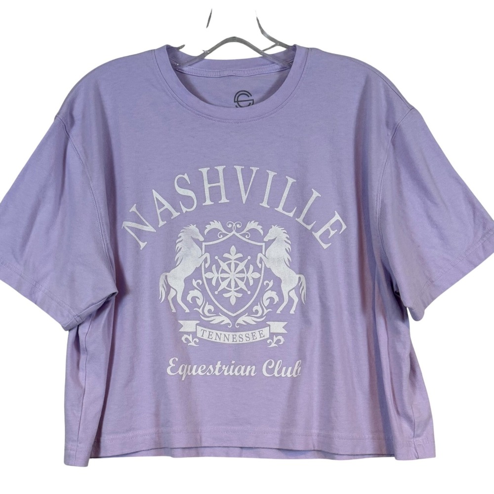 Social Culture Nashville Equestrian Club Graphic Tee Lavender Purple Large Boxy